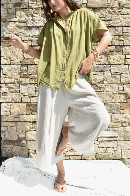 Asher Cap Sleeve Blouse Olive